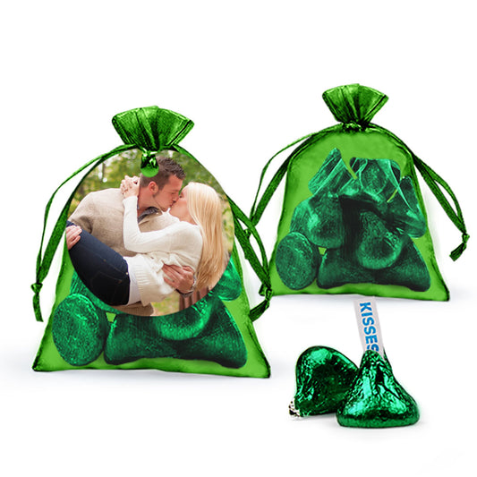 Personalized Dinner Rehearsal Photo Hershey's Kisses Organza Bag with Gift Tag