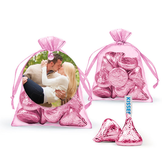 Personalized Dinner Rehearsal Photo Hershey's Kisses Organza Bag with Gift Tag