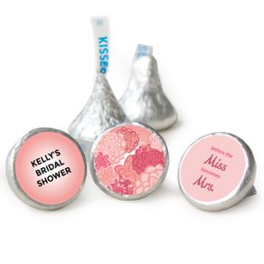 Bridal Shower Favor Personalized Hershey's Kisses Pink Flowers Assembled Kisses