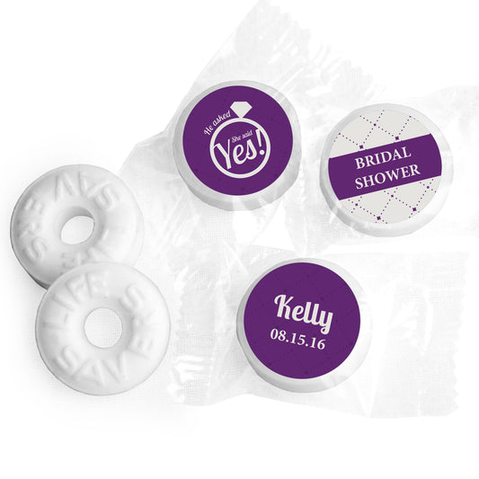 Bridal Shower Favor Personalized Life Savers Mints She Said Yes! Ring