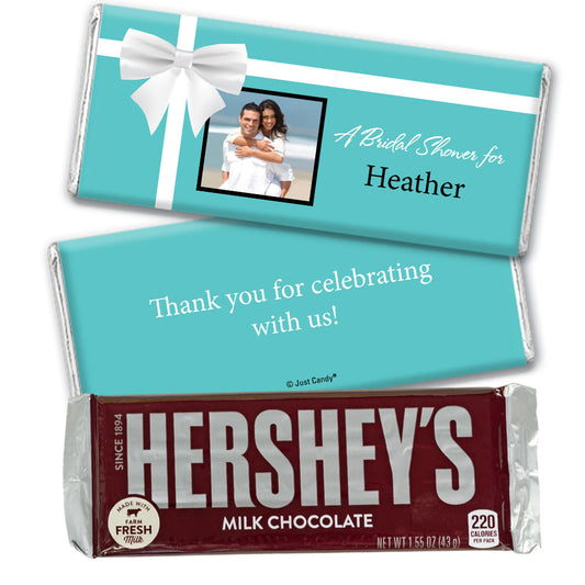 Bridal Shower Favor Personalized Chocolate Bar Tiffany Style Bow