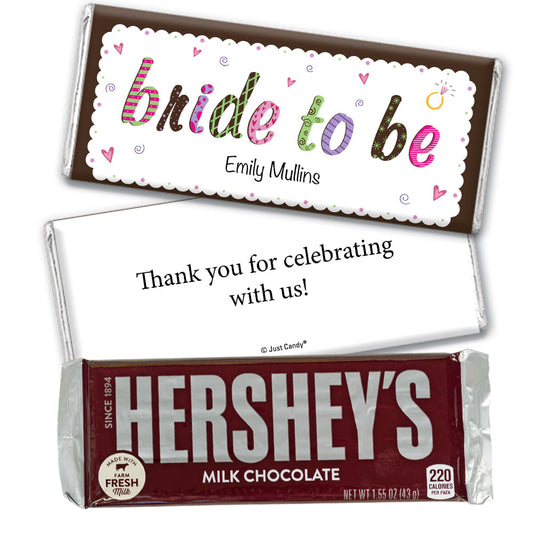 Bridal Shower Favor Personalized Chocolate Bar Colored Bride to Be