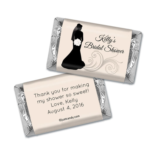 Bridal Shower Favor Personalized Hershey's Miniatures Wrappers Bride Silhouette