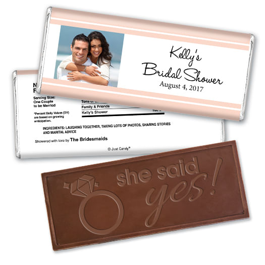 Bridal Shower Favor Personalized Embossed Chocolate Bar Classic Border Photo