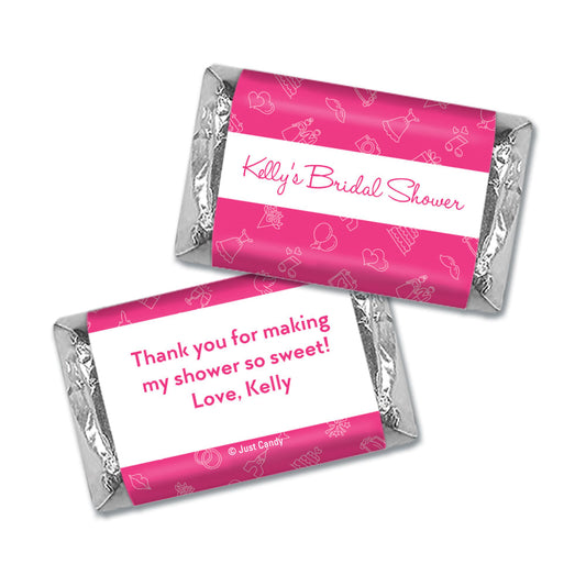 Bridal Shower Favors Personalized Pink Wedding Symbols Hershey's Miniatures Wrappers