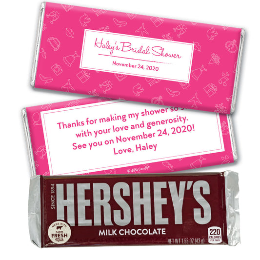 Bridal Shower Favors Personalized Pink Wedding Symbols Chocolate Favor