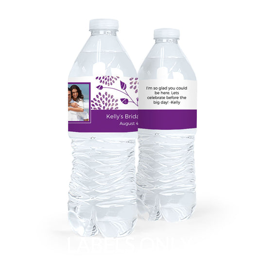 Personalized Bridal Shower Leaves Photo Water Bottle Sticker Labels (5 Labels)