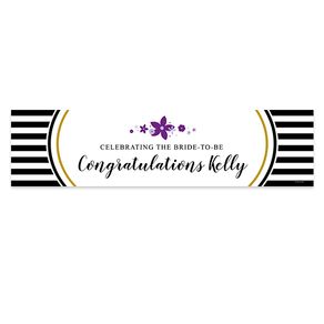 Personalized Stripes & Flowers Bridal Shower 5 Ft. Banner