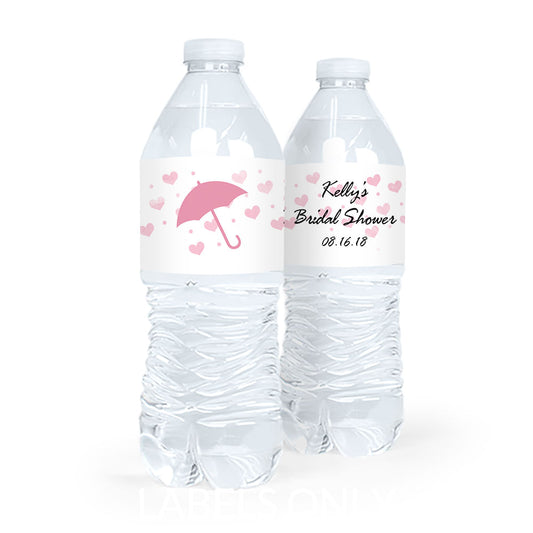 Personalized Bridal Shower Hearts Water Bottle Labels (5 Labels)