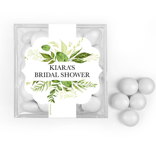 Personalized Bridal Shower Botanical JUST CANDY� favor cube with Just Candy Milk Chocolate Minis