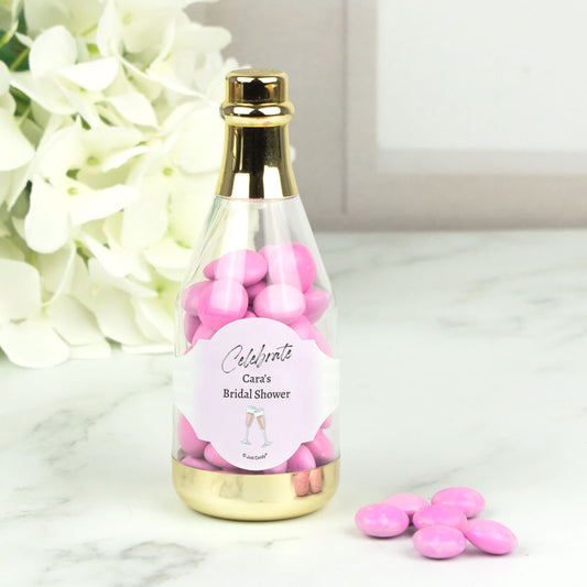 Personalized Bridal Shower Champagne Celebration Champagne Bottle with Just Candy Chocolate Minis