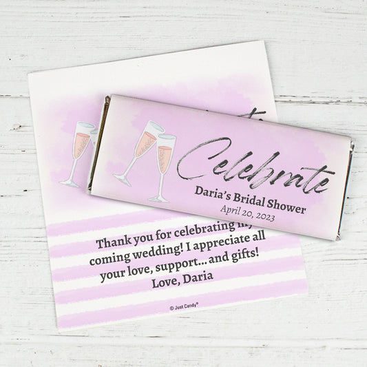 Personalized Champagne Celebration Bridal Shower Chocolate Bar Wrappers Only