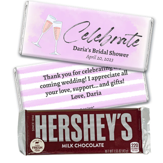 Personalized Champagne Celebration Bridal Shower Chocolate Bar Favor