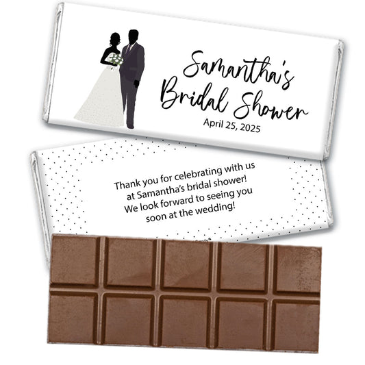 Personalized White Classic Bridal Shower Favor Belgian Chocolate Bar