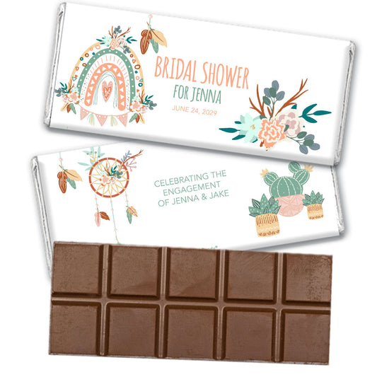 Boho Personalized Bridal Shower Favor Belgian Chocolate Bar