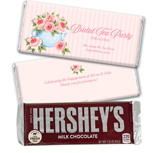 Personalized Pink Rose Tea Party Bridal Shower Favor Chocolate Bar