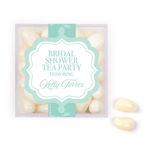 Personalized Bridal Shower Tea Party JUST CANDY� favor cube with Jelly Belly Jelly Beans