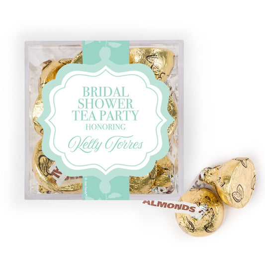 Personalized Bridal Shower Tea Party JUST CANDY® favor cube with Hershey's Kisses