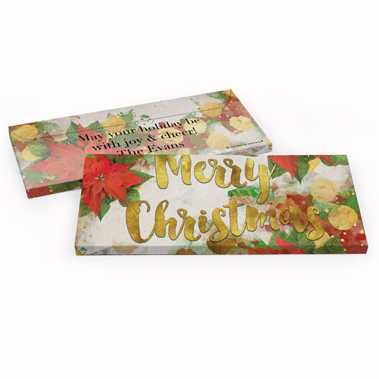 Deluxe Personalized Christmas Holly Candy Bar Favor Box