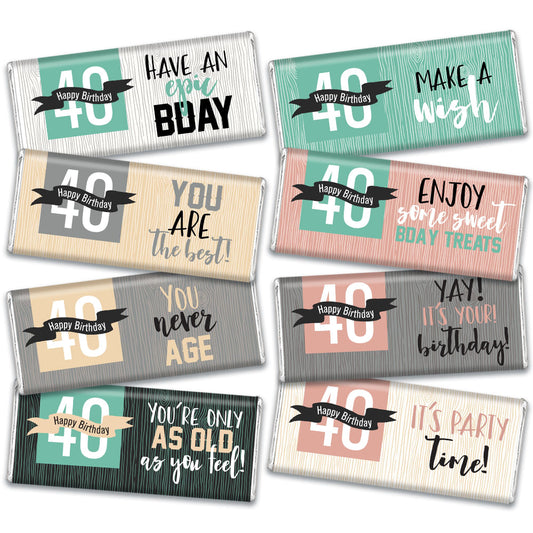 40th Birthday Candy Belgian Chocolate Bars Gift Box (8 Pack)