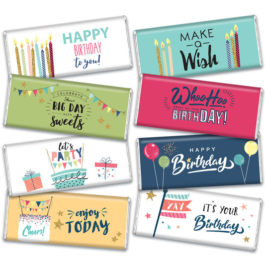 Personalized Birthday Wish Candy Gift Box Belgian Chocolate Bars (8 Pack)