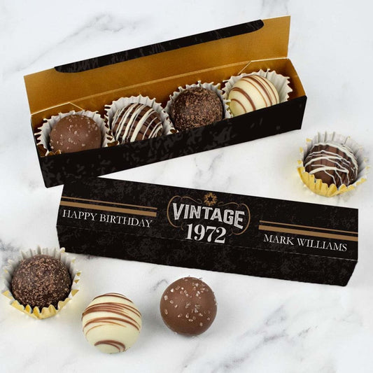 Personalized Truffle Box Birthday Favors Vintage Birthday - 4 pcs