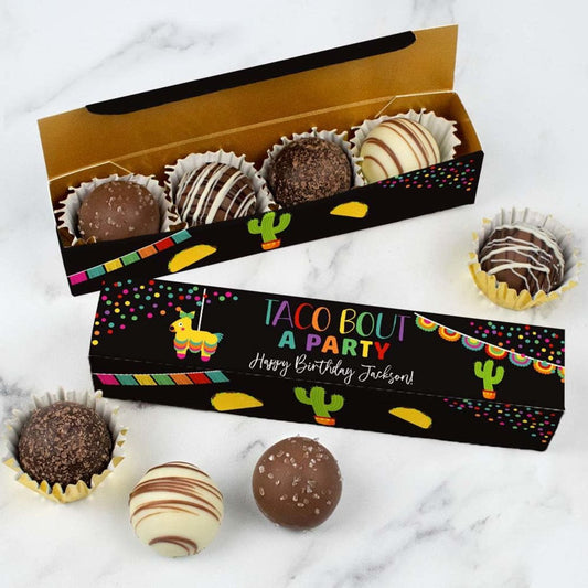 Personalized Truffle Box Birthday Favors Taco Party - 4 pcs