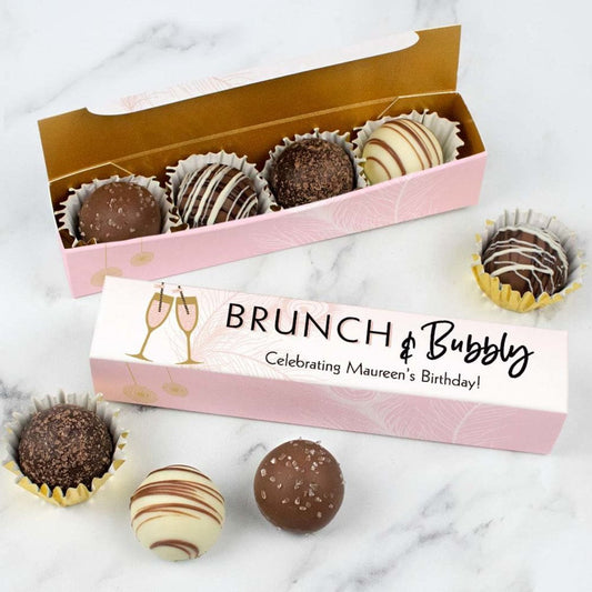 Personalized Truffle Box Birthday Favors Brunch and Bubbly - 4 pcs