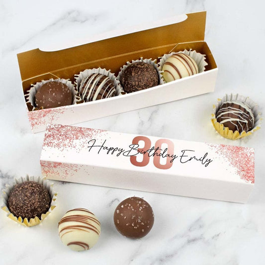 Personalized Truffle Box Birthday Favors Rose Gold 30 - 4 pcs