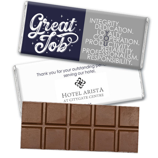 Personalized Employee Recognition Great Job Belgian Chocolate Bar & Wrapper