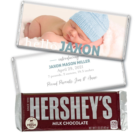 Personalized Baby Birth Announcement Chocolate Bar & Wrapper - Hello Photo