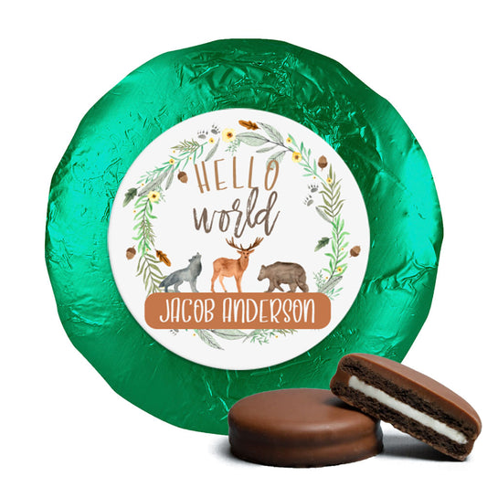 Personalized Hello World Baby Shower Milk Chocolate Covered Oreos