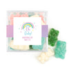 Personalized Baby Shower Rainbow Baby Favor Cube with Sanded Gummy Bears