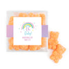 Personalized Baby Shower Rainbow Baby Favor Cube with Sanded Gummy Bears