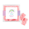 Personalized Baby Shower Rainbow Baby Favor Cube with Sanded Gummy Bears