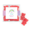 Personalized Baby Shower Rainbow Baby Favor Cube with Sanded Gummy Bears