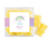 Personalized Baby Shower Rainbow Baby Favor Cube with Sanded Gummy Bears