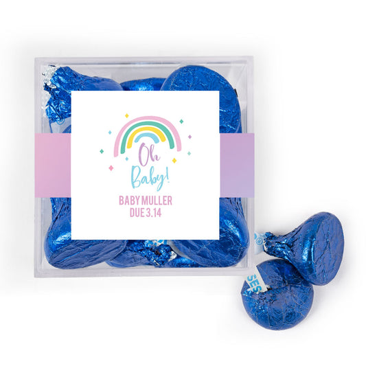 Personalized Baby Shower Rainbow Baby Favor Cube with Hershey's Kisses