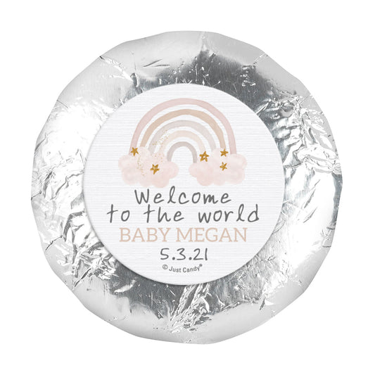 Personalized Monochromatic Rainbow Birth Announcement 1.25in Stickers (48 Stickers)