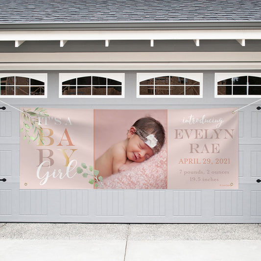 Personalized Birth Announcement Giant Banner - Welcome Baby Girl