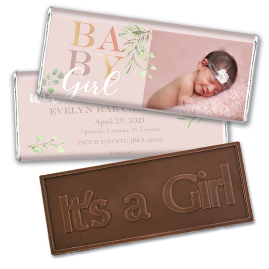 Birth Announcement Personalized Embossed Chocolate Bar Baby Girl