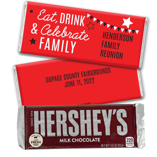 Personalized Family Reunion Eat, Drink, and Celebrate Hershey's Chocolate Bar & Wrapper