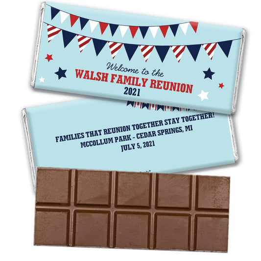 Personalized Family Reunion Patriotic Belgian Chocolate Bar & Wrapper