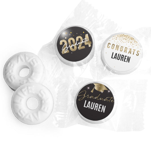 Personalized Graduation Black and Gold Life Savers Mints