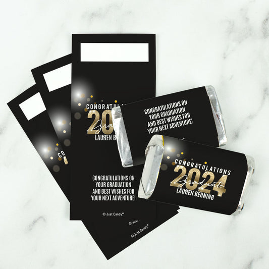 Graduation Personalized Hershey's Miniatures Wrappers Black & Gold