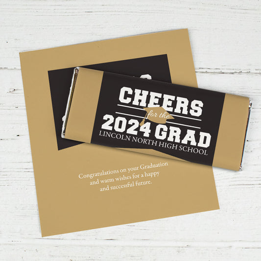 Graduation Personalized Chocolate Bar Wrappers Cheers Grad!