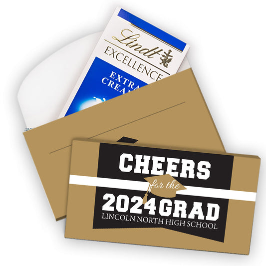 Deluxe Personalized Graduation Cheers Grad! Lindt Chocolate Bar in Gift Box (3.5oz)