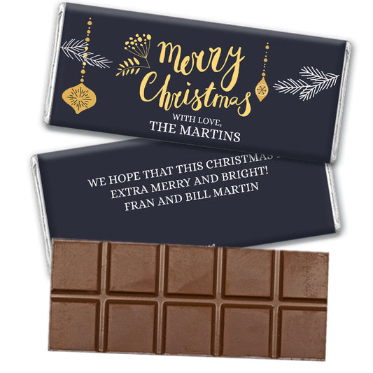 Personalized Christmas Merry Christmas Belgian Chocolate Bar & Wrapper