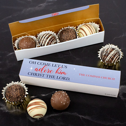 Personalized Oh Come Let Us Adore Him Truffle Favors - 4 pcs