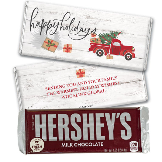 Personalized Christmas Rustic Red Truck Hershey's Milk Chocolate Bar & Wrapper